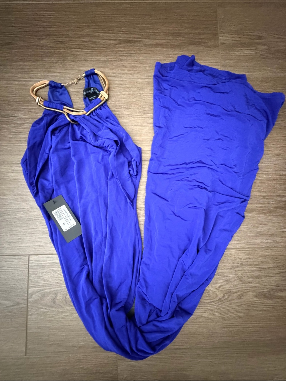 Guess by Marciano Cobalt Blue Halter dress with Decorative Neck Ring